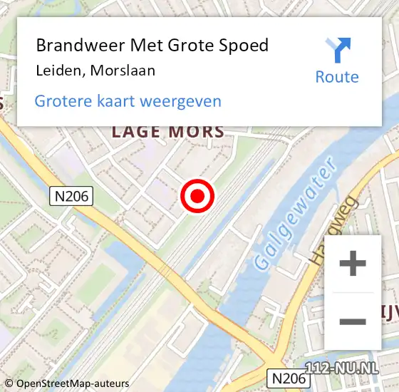 Locatie op kaart van de 112 melding: Brandweer Met Grote Spoed Naar Leiden, Morslaan op 9 juni 2019 09:28