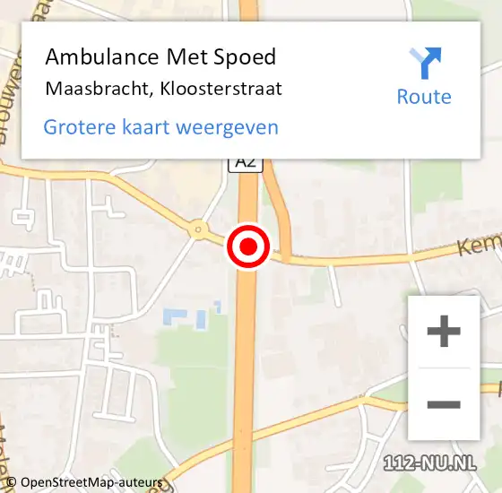 Locatie op kaart van de 112 melding: Ambulance Met Spoed Naar Maasbracht, Kloosterstraat op 9 juni 2019 10:33