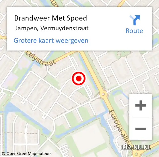 Locatie op kaart van de 112 melding: Brandweer Met Spoed Naar Kampen, Vermuydenstraat op 9 juni 2019 11:55