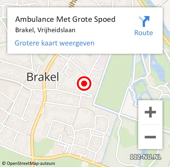 Locatie op kaart van de 112 melding: Ambulance Met Grote Spoed Naar Brakel, Vrijheidslaan op 9 juni 2019 12:06
