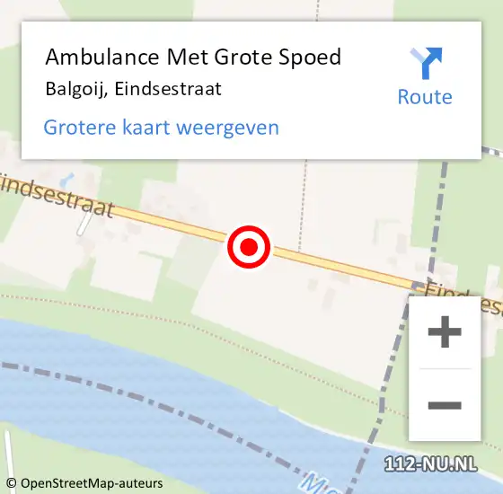 Locatie op kaart van de 112 melding: Ambulance Met Grote Spoed Naar Balgoij, Eindsestraat op 9 juni 2019 14:14