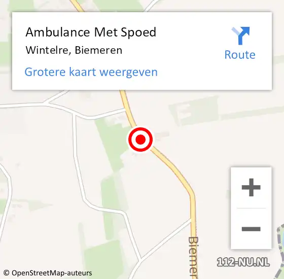 Locatie op kaart van de 112 melding: Ambulance Met Spoed Naar Wintelre, Biemeren op 9 juni 2019 15:09