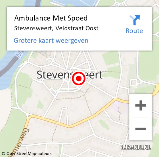 Locatie op kaart van de 112 melding: Ambulance Met Spoed Naar Stevensweert, Veldstraat Oost op 9 juni 2019 15:44