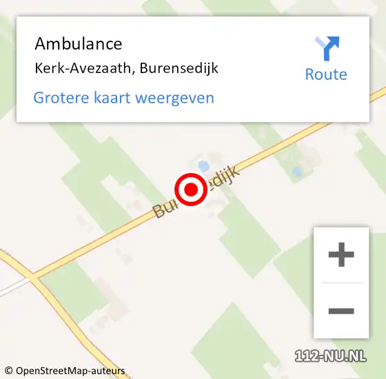 Locatie op kaart van de 112 melding: Ambulance Kerk-Avezaath, Burensedijk op 9 juni 2019 15:53