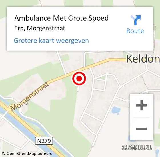 Locatie op kaart van de 112 melding: Ambulance Met Grote Spoed Naar Erp, Morgenstraat op 9 juni 2019 16:28