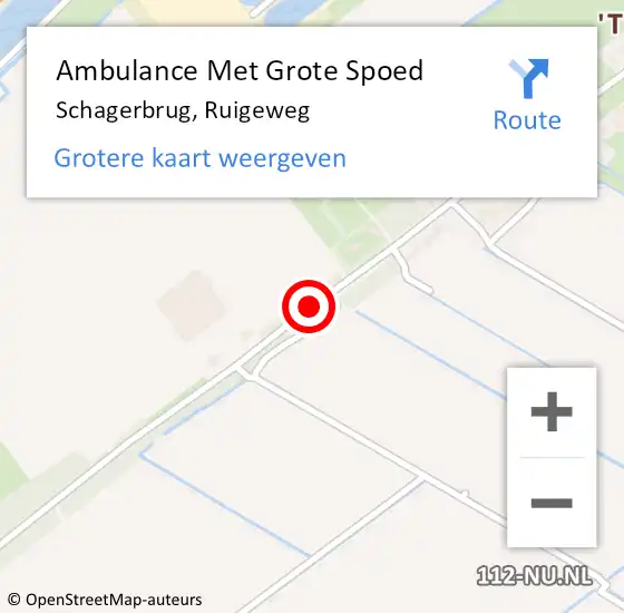Locatie op kaart van de 112 melding: Ambulance Met Grote Spoed Naar Schagerbrug, Ruigeweg op 9 juni 2019 19:45