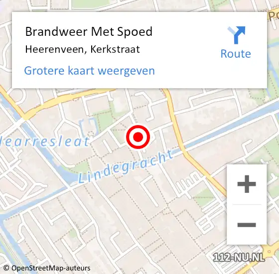 Locatie op kaart van de 112 melding: Brandweer Met Spoed Naar Heerenveen, Kerkstraat op 9 juni 2019 21:01