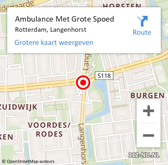 Locatie op kaart van de 112 melding: Ambulance Met Grote Spoed Naar Rotterdam, Langenhorst op 9 juni 2019 21:03