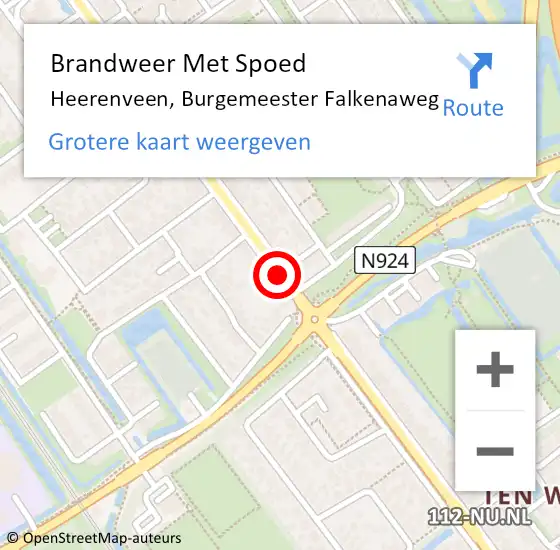 Locatie op kaart van de 112 melding: Brandweer Met Spoed Naar Heerenveen, Burgemeester Falkenaweg op 9 juni 2019 21:54