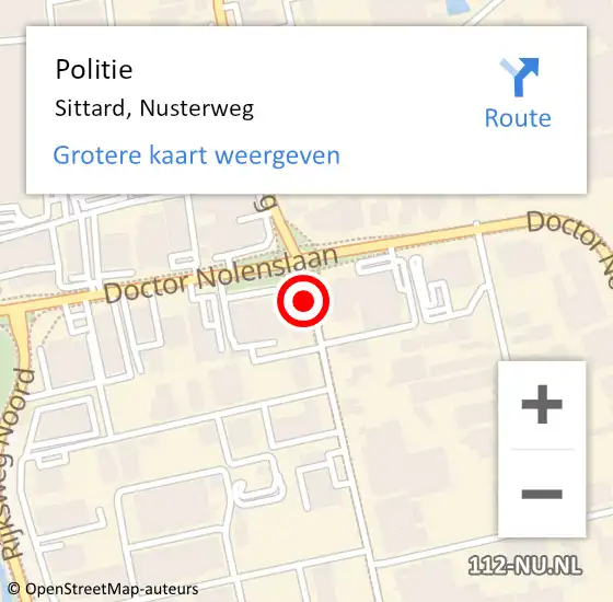 Locatie op kaart van de 112 melding: Politie Sittard, Nusterweg op 9 juni 2019 23:17