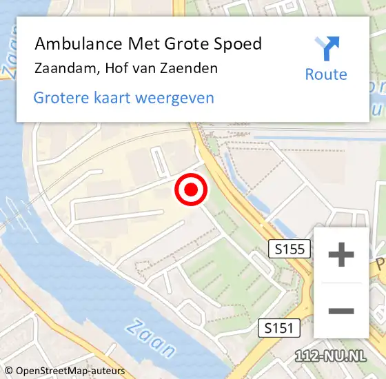 Locatie op kaart van de 112 melding: Ambulance Met Grote Spoed Naar Zaandam, Hof van Zaenden op 9 juni 2019 23:24