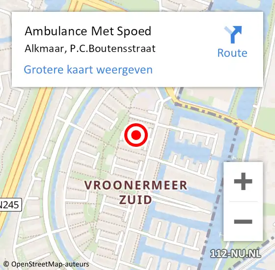 Locatie op kaart van de 112 melding: Ambulance Met Spoed Naar Alkmaar, P.C.Boutensstraat op 10 juni 2019 01:41