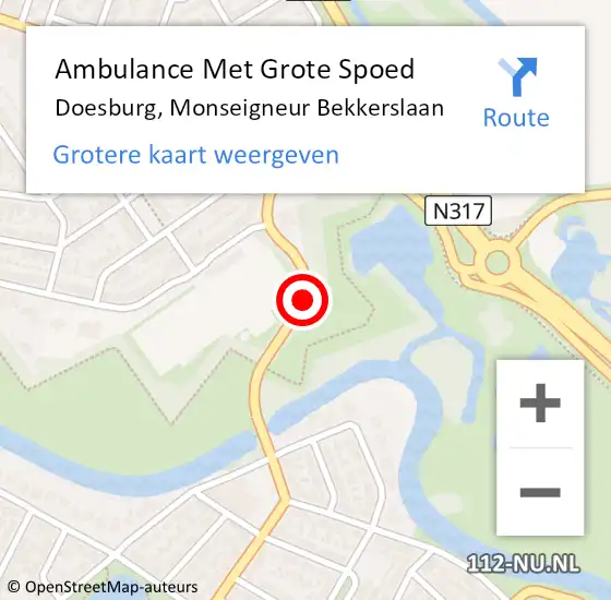 Locatie op kaart van de 112 melding: Ambulance Met Grote Spoed Naar Doesburg, Monseigneur Bekkerslaan op 10 juni 2019 03:40
