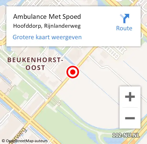 Locatie op kaart van de 112 melding: Ambulance Met Spoed Naar Hoofddorp, Rijnlanderweg op 10 juni 2019 03:49