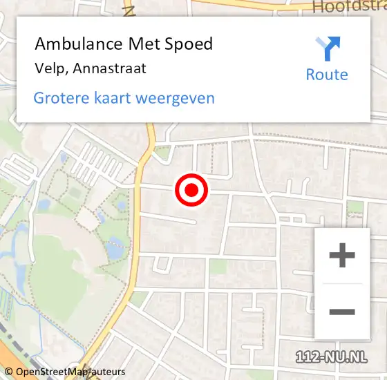 Locatie op kaart van de 112 melding: Ambulance Met Spoed Naar Velp, Annastraat op 10 juni 2019 07:25