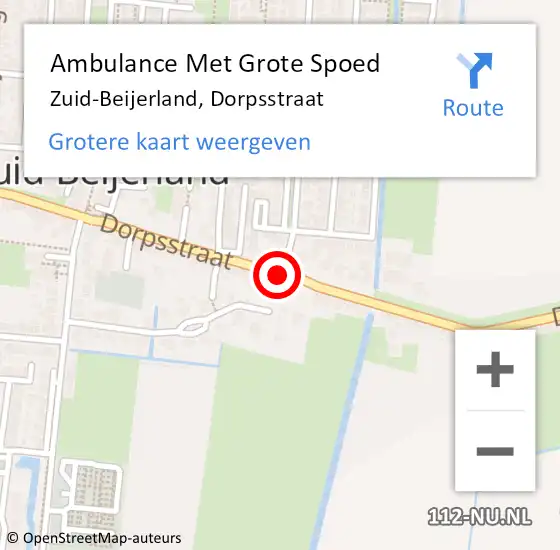 Locatie op kaart van de 112 melding: Ambulance Met Grote Spoed Naar Zuid-Beijerland, Dorpsstraat op 10 juni 2019 07:31