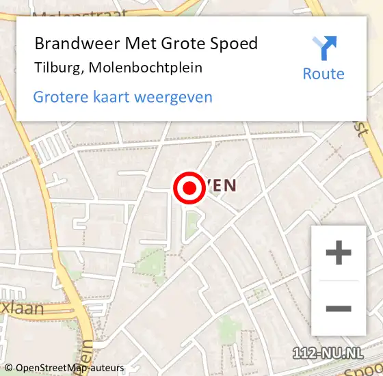 Locatie op kaart van de 112 melding: Brandweer Met Grote Spoed Naar Tilburg, Molenbochtplein op 10 juni 2019 09:55