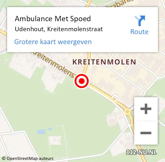 Locatie op kaart van de 112 melding: Ambulance Met Spoed Naar Udenhout, Kreitenmolenstraat op 10 juni 2019 10:45