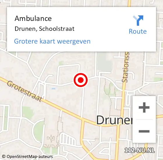 Locatie op kaart van de 112 melding: Ambulance Drunen, Schoolstraat op 10 juni 2019 11:21