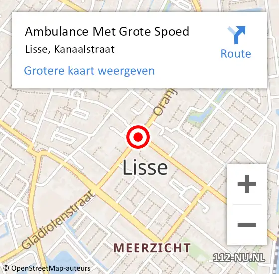 Locatie op kaart van de 112 melding: Ambulance Met Grote Spoed Naar Lisse, Kanaalstraat op 10 juni 2019 12:36