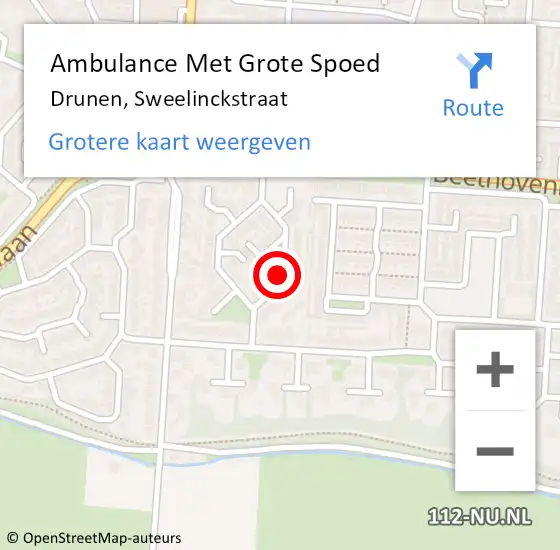 Locatie op kaart van de 112 melding: Ambulance Met Grote Spoed Naar Drunen, Sweelinckstraat op 10 juni 2019 12:46