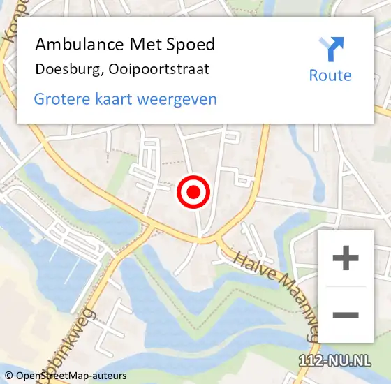 Locatie op kaart van de 112 melding: Ambulance Met Spoed Naar Doesburg, Ooipoortstraat op 10 juni 2019 13:14