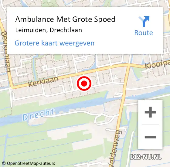 Locatie op kaart van de 112 melding: Ambulance Met Grote Spoed Naar Leimuiden, Drechtlaan op 10 juni 2019 13:16