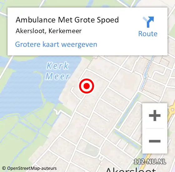 Locatie op kaart van de 112 melding: Ambulance Met Grote Spoed Naar Akersloot, Kerkemeer op 10 juni 2019 13:34