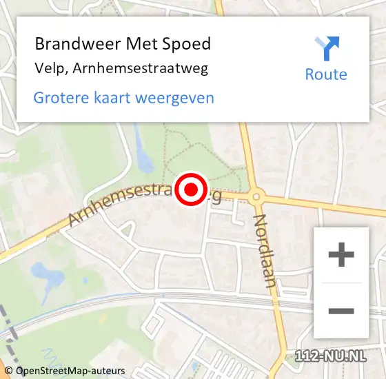 Locatie op kaart van de 112 melding: Brandweer Met Spoed Naar Velp, Arnhemsestraatweg op 10 juni 2019 13:56