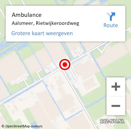 Locatie op kaart van de 112 melding: Ambulance Aalsmeer, Rietwijkeroordweg op 10 juni 2019 14:47