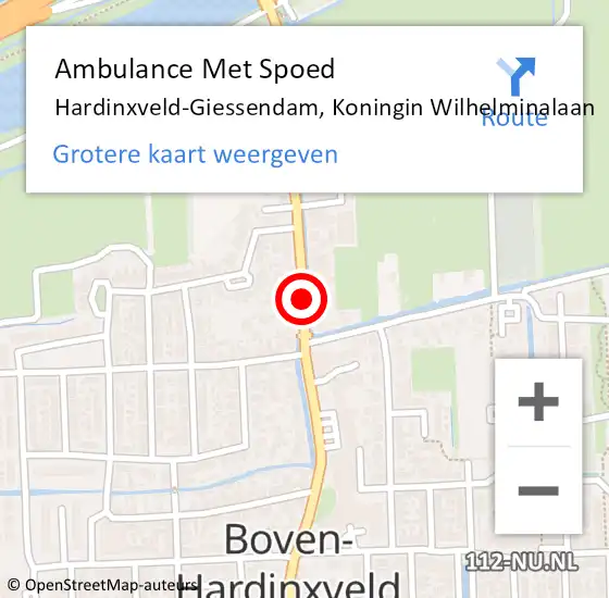 Locatie op kaart van de 112 melding: Ambulance Met Spoed Naar Hardinxveld-Giessendam, Koningin Wilhelminalaan op 10 juni 2019 16:33