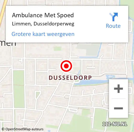 Locatie op kaart van de 112 melding: Ambulance Met Spoed Naar Limmen, Dusseldorperweg op 10 juni 2019 17:04