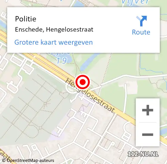 Locatie op kaart van de 112 melding: Politie Enschede, Hengelosestraat op 10 juni 2019 19:46