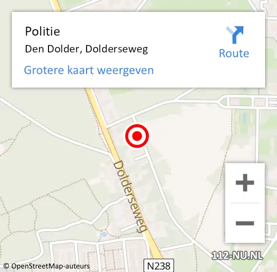 Locatie op kaart van de 112 melding: Politie Den Dolder, Dolderseweg op 10 juni 2019 20:23