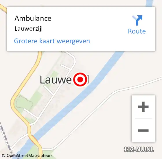 Locatie op kaart van de 112 melding: Ambulance Lauwerzijl op 10 juni 2019 20:53