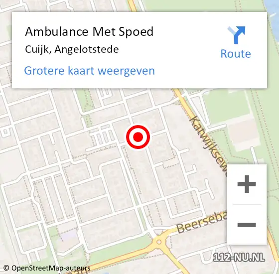 Locatie op kaart van de 112 melding: Ambulance Met Spoed Naar Cuijk, Angelotstede op 10 juni 2019 21:07