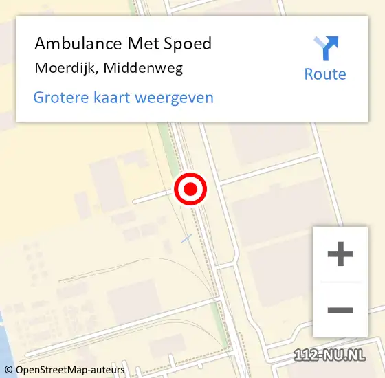 Locatie op kaart van de 112 melding: Ambulance Met Spoed Naar Moerdijk, Middenweg op 11 juni 2019 06:50