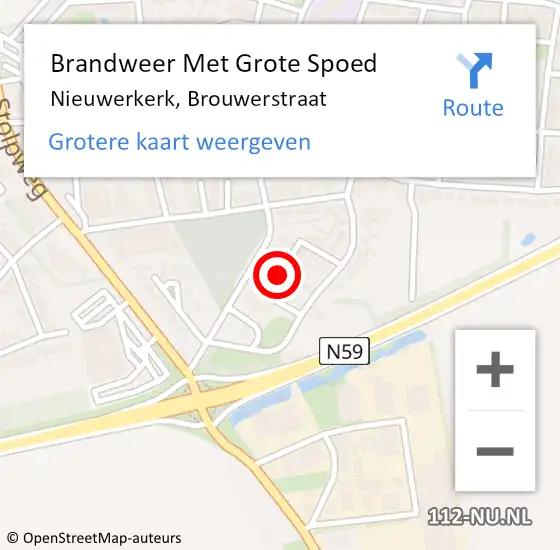 Locatie op kaart van de 112 melding: Brandweer Met Grote Spoed Naar Nieuwerkerk, Brouwerstraat op 11 juni 2019 07:57