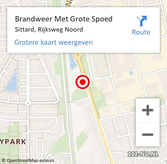Locatie op kaart van de 112 melding: Brandweer Met Grote Spoed Naar Sittard, Rijksweg Noord op 11 juni 2019 08:31