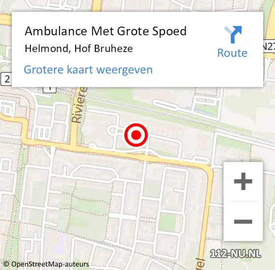 Locatie op kaart van de 112 melding: Ambulance Met Grote Spoed Naar Helmond, Hof Bruheze op 11 juni 2019 10:38