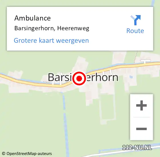 Locatie op kaart van de 112 melding: Ambulance Barsingerhorn, Heerenweg op 11 juni 2019 12:43