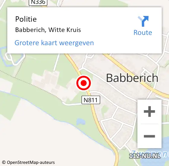 Locatie op kaart van de 112 melding: Politie Babberich, Witte Kruis op 11 juni 2019 17:13