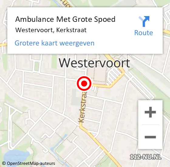 Locatie op kaart van de 112 melding: Ambulance Met Grote Spoed Naar Westervoort, Kerkstraat op 11 juni 2019 17:16