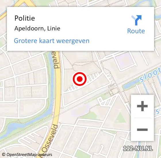 Locatie op kaart van de 112 melding: Politie Apeldoorn, Linie op 11 juni 2019 17:21