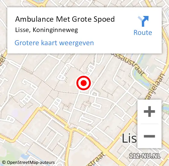 Locatie op kaart van de 112 melding: Ambulance Met Grote Spoed Naar Lisse, Koninginneweg op 11 juni 2019 17:25