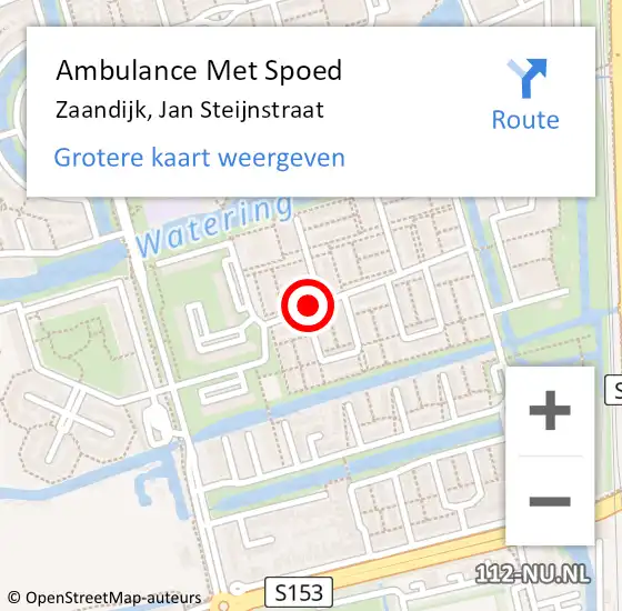 Locatie op kaart van de 112 melding: Ambulance Met Spoed Naar Zaandijk, Jan Steijnstraat op 11 juni 2019 18:02
