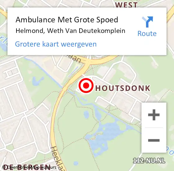 Locatie op kaart van de 112 melding: Ambulance Met Grote Spoed Naar Helmond, Weth Van Deutekomplein op 11 juni 2019 21:19