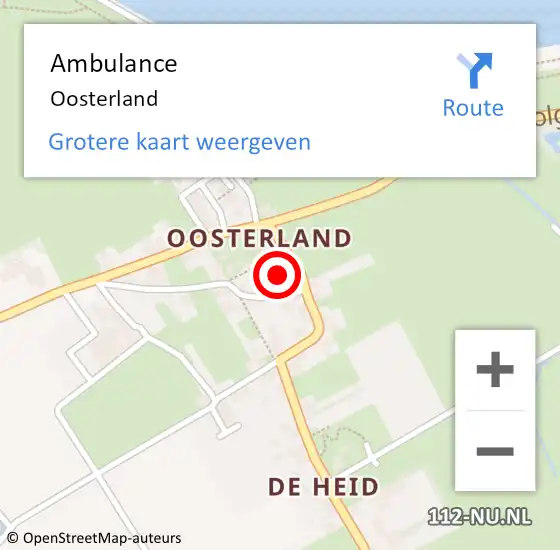 Locatie op kaart van de 112 melding: Ambulance Oosterland op 12 juni 2019 00:13