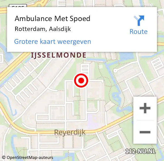 Locatie op kaart van de 112 melding: Ambulance Met Spoed Naar Rotterdam, Aalsdijk op 12 juni 2019 06:22