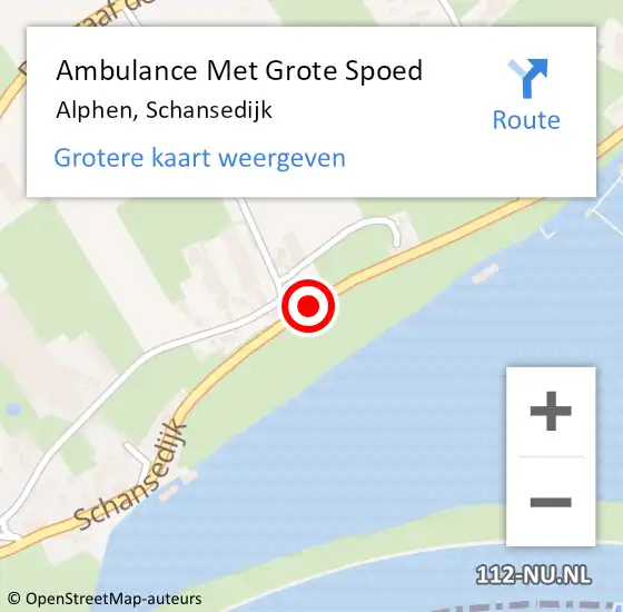 Locatie op kaart van de 112 melding: Ambulance Met Grote Spoed Naar Alphen, Schansedijk op 12 juni 2019 07:01